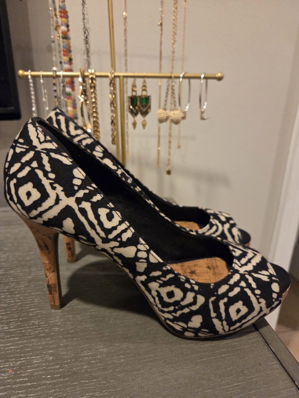Peep Toe Pump with Cork Heel